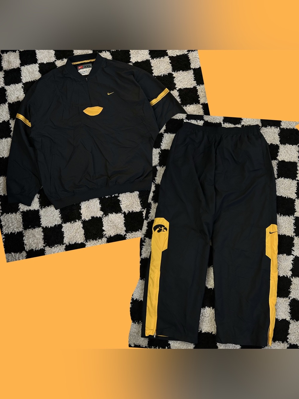 Vintage Nike Team Iowa Hawkeyes Windbreaker Warm Up Track Suit Set Men’s 3XL